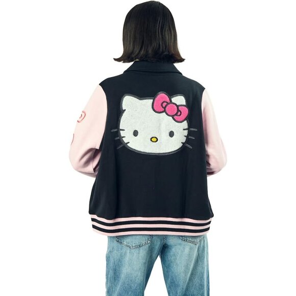 Hello Kitty Rainbow Scene Women's Long Sleeve Varsity Jacket Cozy Cotton Polyest - Picture 6 of 7